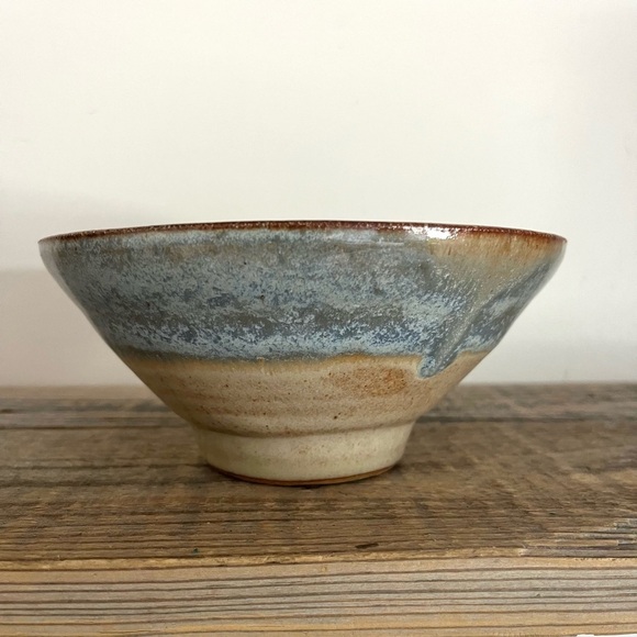 Handcrafted Pottery Bowl - Blue and Brown - Picture 1 of 4